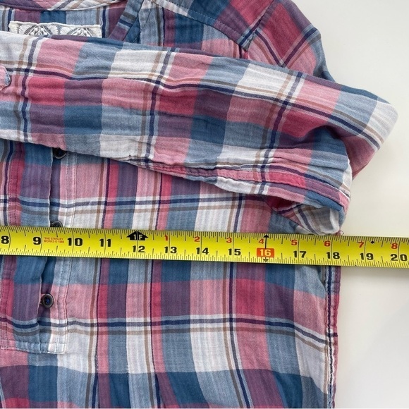 Anthropologie Holding Horses Pink Blue Plaid HalfPenny Tunic Popover Top Size 4 - Picture 8 of 9